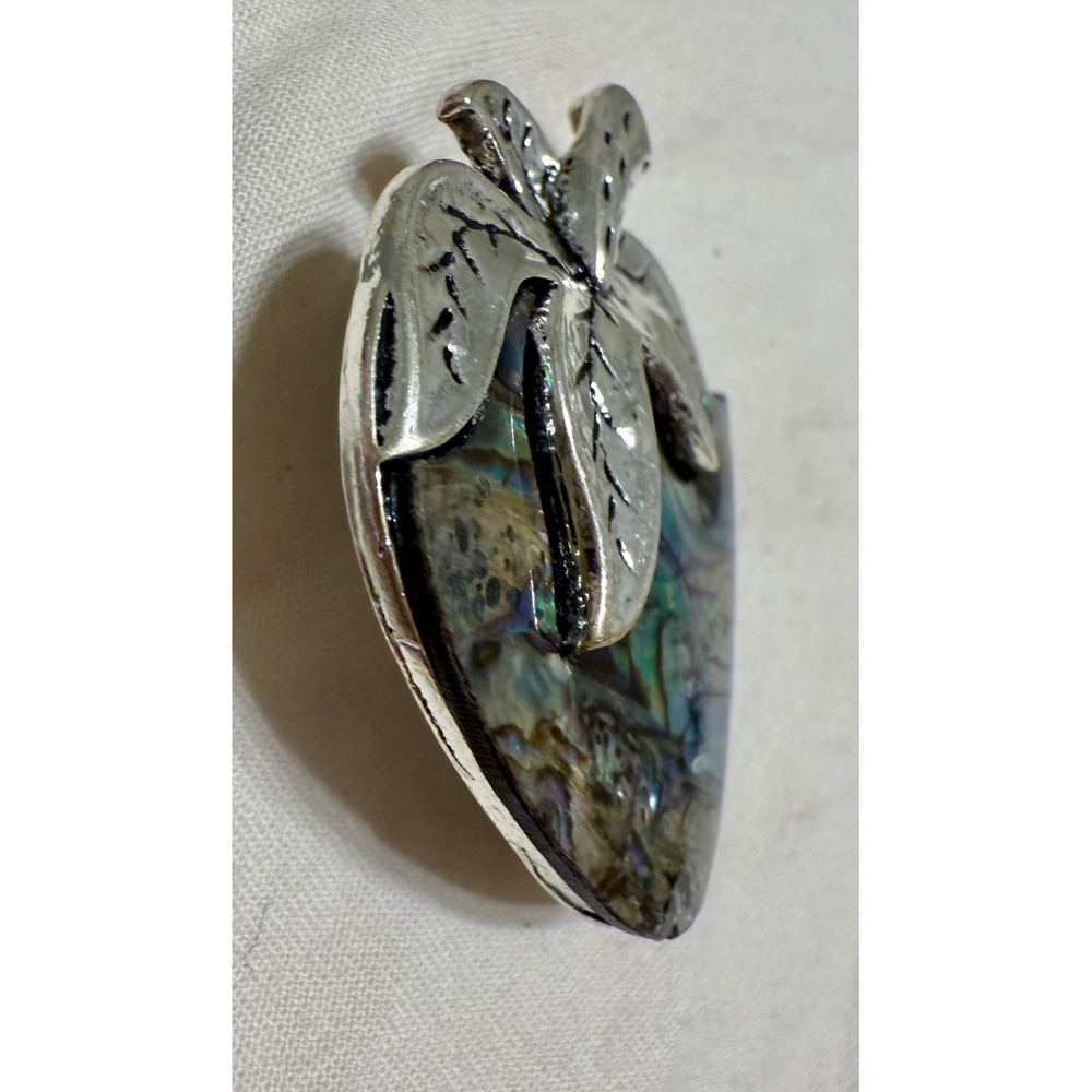 Vintage Abalone Shell Strawberry Stick Pin Brooch Silver Tone Fruit Jewelry - Picture 5 of 7